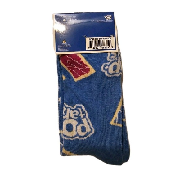 Pop Tarts Socks Adult Mens Size 6-12 Blue Fun Graphic Novelty Crew 1 Pack - Picture 2 of 2